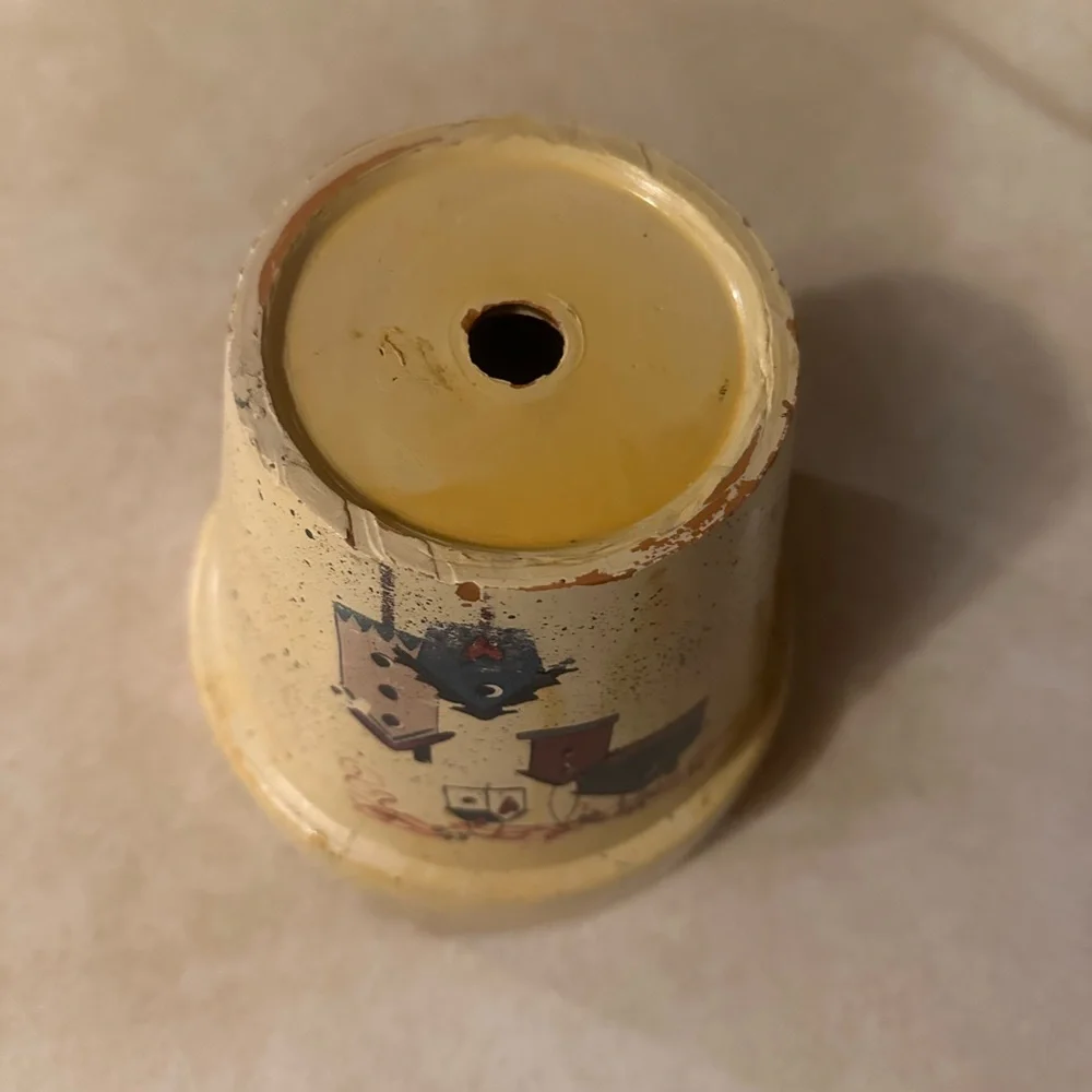 Decorative Cream Flower Pot with Birdhouse Design